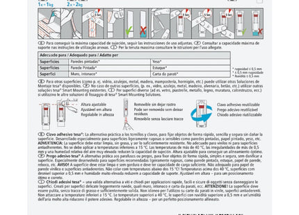 TESA CHIODI ADESIVI REGOLABILI PER MURO POWERSTRIPS PORTATA KG1 BIANCO