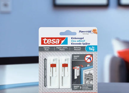 TESA CHIODI ADESIVI REGOLABILI PER MURO POWERSTRIPS PORTATA KG1 BIANCO