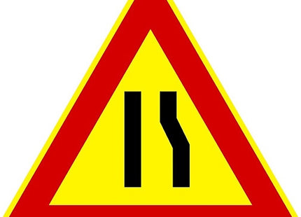 3G ITALIA CARTELLO TRIANGOLO STRETTOIA A DX CM90 F.386 IN METALLO