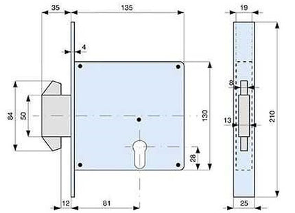 MG SERRATURA INFILARE A DOPPIO GANCIO PER CANCELLI CON CILINDRO ART.562