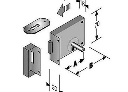 BONAITI SERRATURA DA APPLICARE PER PORTONCINO ART.188 ENTRATA MM.45 DX