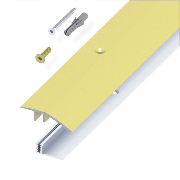 ALFER PROFILO RACCORDO PIATTO ALLUMINIO OTTONE + TASSELLO MM 33 X0,9 MT