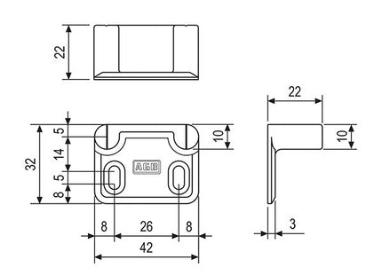 AGB PIASTRA DI CHIUSURA ANGOLARE PER SPAGNOLETTE UNICA