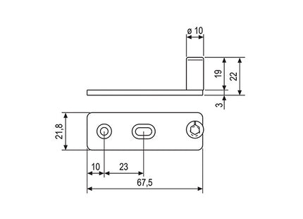AGB PERNO DI CHIUSURA CON PIASTRA LUNGA PER SPAGNOLETTE UNICA