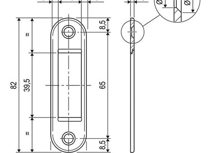 AGB CONTROPIASTRA PER SERRATURE AGB POLARIS 2XT ART.1402 CROMO OPACO