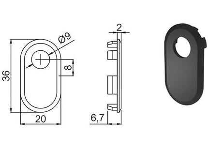 SECUREMME ADATTATORE COPRITOPPA PER CODOLO CILINDRO YALE MM.8 NERO