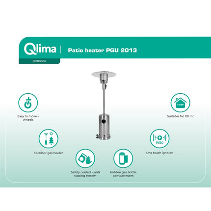 QLIMA STUFA A GAS DA ESTERNO A FUNGO PGU 2013 INOX
