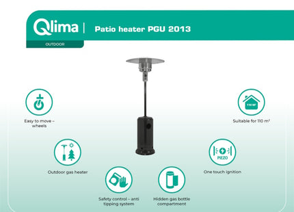 QLIMA STUFA A GAS DA ESTERNO A FUNGO PGU 2013 NERA