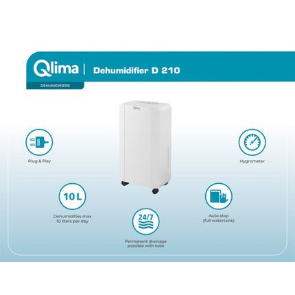 QLIMA DEUMIDIFICATORE PORTATILE D 210 BIANCO