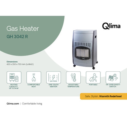 QLIMA STUFA A GAS CLASSICA PORTATILE DA INTERNO GH 3042 R