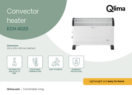 QLIMA TERMOCONVETTORE PORTATILE DA TERRA ECH 4020 BIANCO