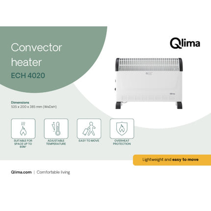 QLIMA TERMOCONVETTORE PORTATILE DA TERRA ECH 4020 BIANCO