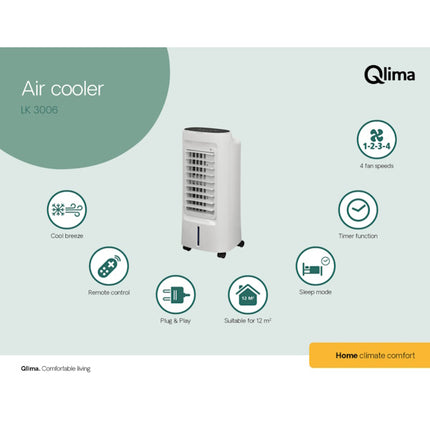 QLIMA RAFFRESCATORE D'ARIA PORTATILE MOD. LK 3006 BIANCO/NERO