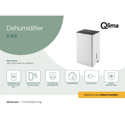 QLIMA DEUMIDIFICATORE PORTATILE D 812 WHITE