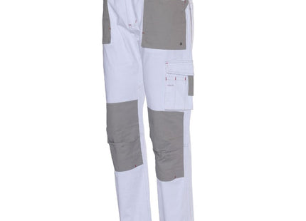 ISSA PANTALONE DA LAVORO STRETCH IN COTONE LEGGERO BIANCO/GRIGIO