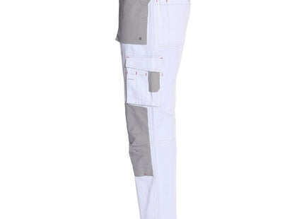 ISSA PANTALONE DA LAVORO STRETCH IN COTONE LEGGERO BIANCO/GRIGIO