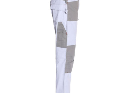 ISSA PANTALONE DA LAVORO STRETCH IN COTONE LEGGERO BIANCO/GRIGIO
