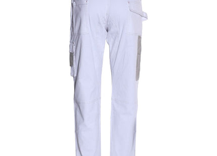 ISSA PANTALONE DA LAVORO STRETCH IN COTONE LEGGERO BIANCO/GRIGIO