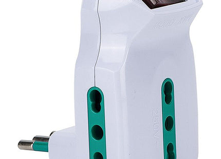 FME ADATTATORE TRIPLO CON SPINA 10A 3 PRESE 2P+T 10/16A BIANCO