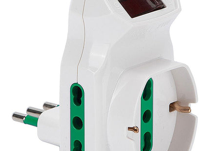 FME ADATTATORE TRIPLO CON SPINA 10A 3 PRESE 2P+T 10/16A BIANCO