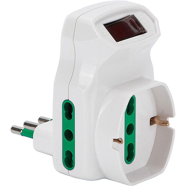 FME ADATTATORE TRIPLO CON SPINA 10A 3 PRESE 2P+T 10/16A BIANCO
