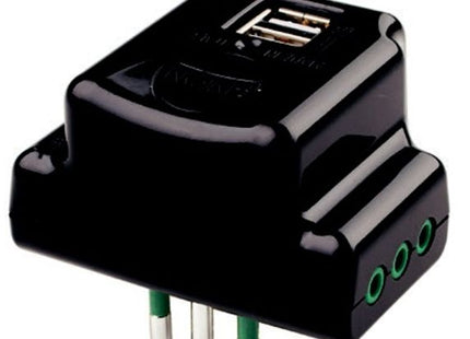 FME ADATTATORE TRIPLO CON SPINA 10A 3 PRESE 2P+T 10A E 2 USB NERO