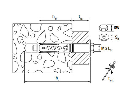 FISCHER TASSELLO TA M-BP 8 IN METALLO CON VITE DI SICUREZZA ANTIFURTO