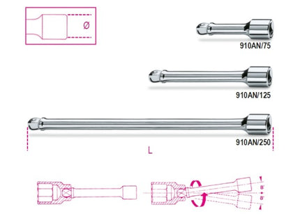 BETA   910AN PROLUNGA CON ATTACCO QUADRO MASCHIO E FEMMINA ANGOLARE 3/8&quot;