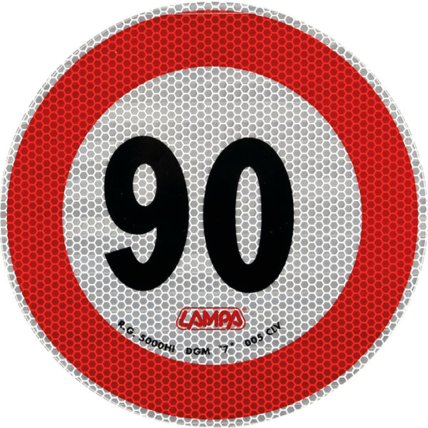 LAMPA SEGNALE ADESIVO OMOLOGATO D.MM 200 LIMITE DI VELOCITA  90 KM/H