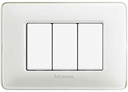 BTICINO MATIX PLACCA 3 POSTI COLORE GHIACCIO