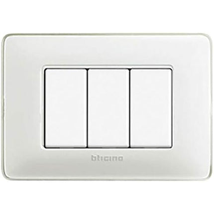 BTICINO MATIX PLACCA 3 POSTI COLORE GHIACCIO