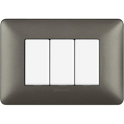 BTICINO MATIX PLACCA 3 POSTI COLORE IRON