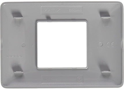 BTICINO MATIX PLACCA 2 POSTI CENTRATI COLORE SILVER