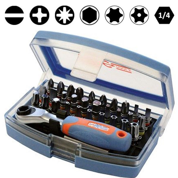 ABC TOOLS SET 30 INSERTI BITS DA 1/4" CON PORTAINSERTI E CRICCHETTO