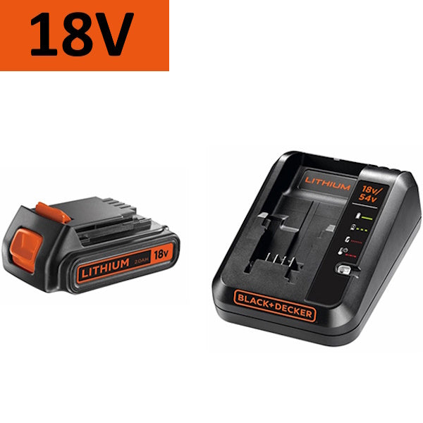 BLACK+DECKER STARTER KIT 1 BATTERIA18V 2AH + CARICABATTERIE BDC2A20*