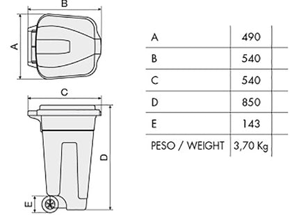 MOBIL PLASTIC BIDONE RACCOLTA DIFFERENZIATA CON COPERCHIO DA LT100