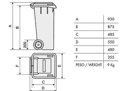 MOBIL PLASTIC BIDONE RACCOLTA DIFFERENZIATA DA LT120