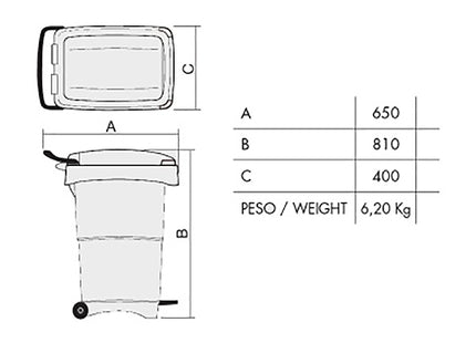 MOBIL PLASTIC BIDONE RACCOLTA DIFFERENZIATA NELLO CON PEDALE LT80 GRIGIO