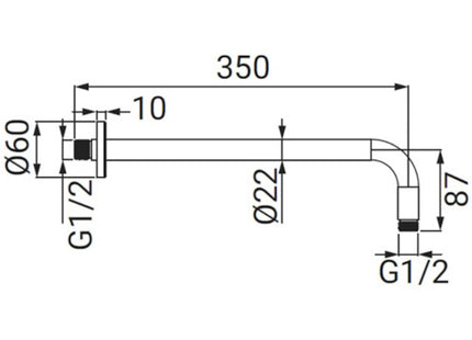 IDRO-BRIC BRACCIO DOCCIA TONDO IN ACCIAIO INOX CM35