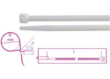 BETA  1748-BV2 FASCETTE DI CABLAGGIO IN NYLON NATURALE PZ100
