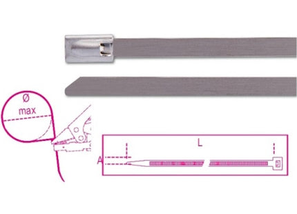 BETA  1748-S FASCETTE AUTOBLOCCANTI IN ACCIAIO INOX MM7,9X300 PZ100
