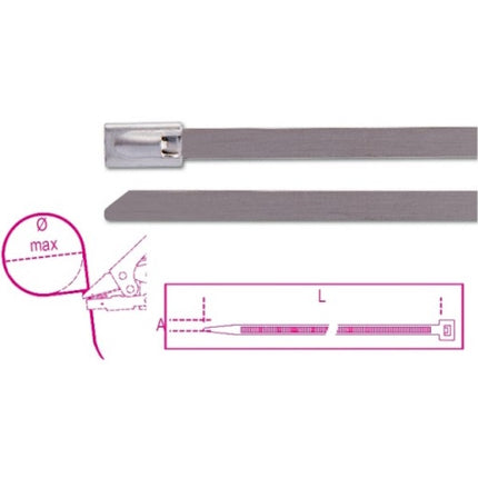 BETA  1748-S FASCETTE AUTOBLOCCANTI IN ACCIAIO INOX MM7,9X300 PZ100