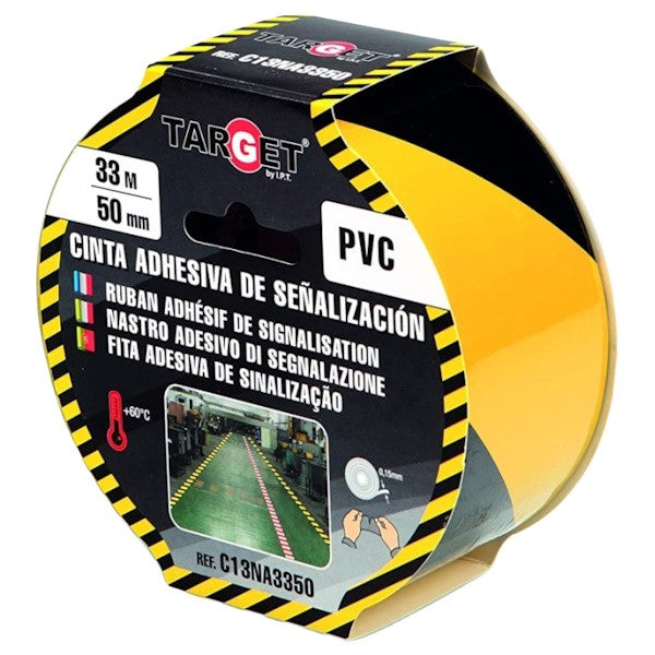 TARGET NASTRO ADESIVO SEGNALETICO IN PVC MM50X33MT GIALLO/NERO
