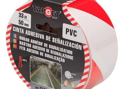 TARGET NASTRO ADESIVO SEGNALETICO IN PVC MM50X33MT ROSSO/BIANCO