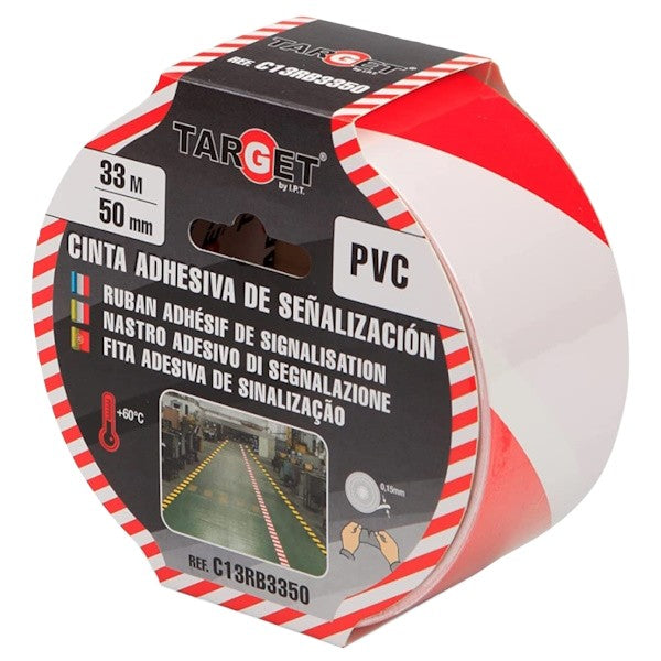TARGET NASTRO ADESIVO SEGNALETICO IN PVC MM50X33MT ROSSO/BIANCO