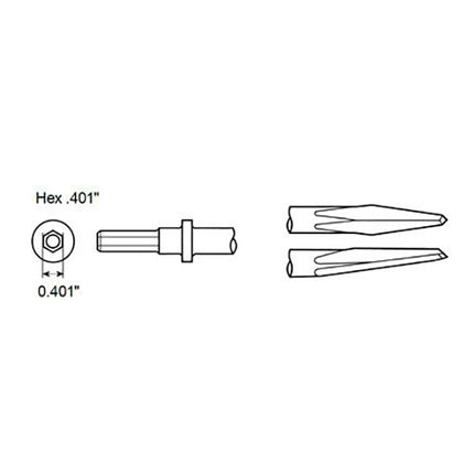 CHICAGO PNEUMATIC SCALPELLO ESAGONALE A PUNTA DI DIAMANTE MM180X7,6