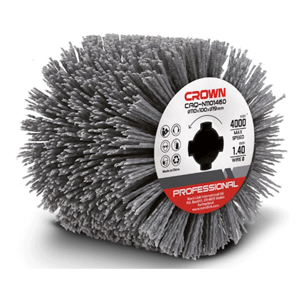 CROWN RULLO ABRASIVO IN NYLON PER SATINATRICE D.MM110X100 FORO D.MM19