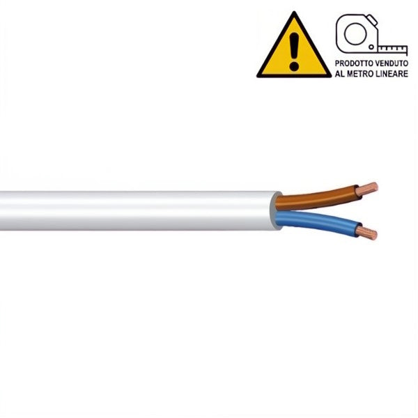 CAVO ELETTRICO AL TAGLIO TIPO H05VV-F SEZIONE 2G0,75 BIANCO AL MTL