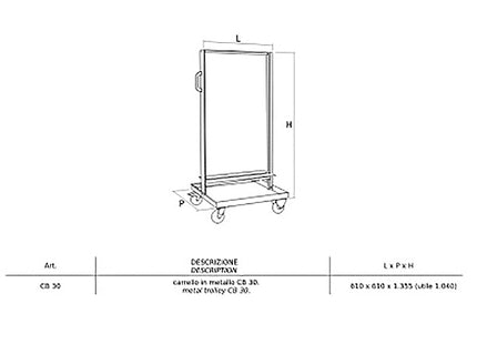 MOBIL PLASTIC CARRELLO IN METALLO CB30 PER MADIA/CRYSTAL BOX GRIGIO