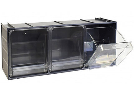 MOBIL PLASTIC CONTENITORE CRYSTAL BOX CB50/4S 3 CASSETTI GRIGIO SCURO